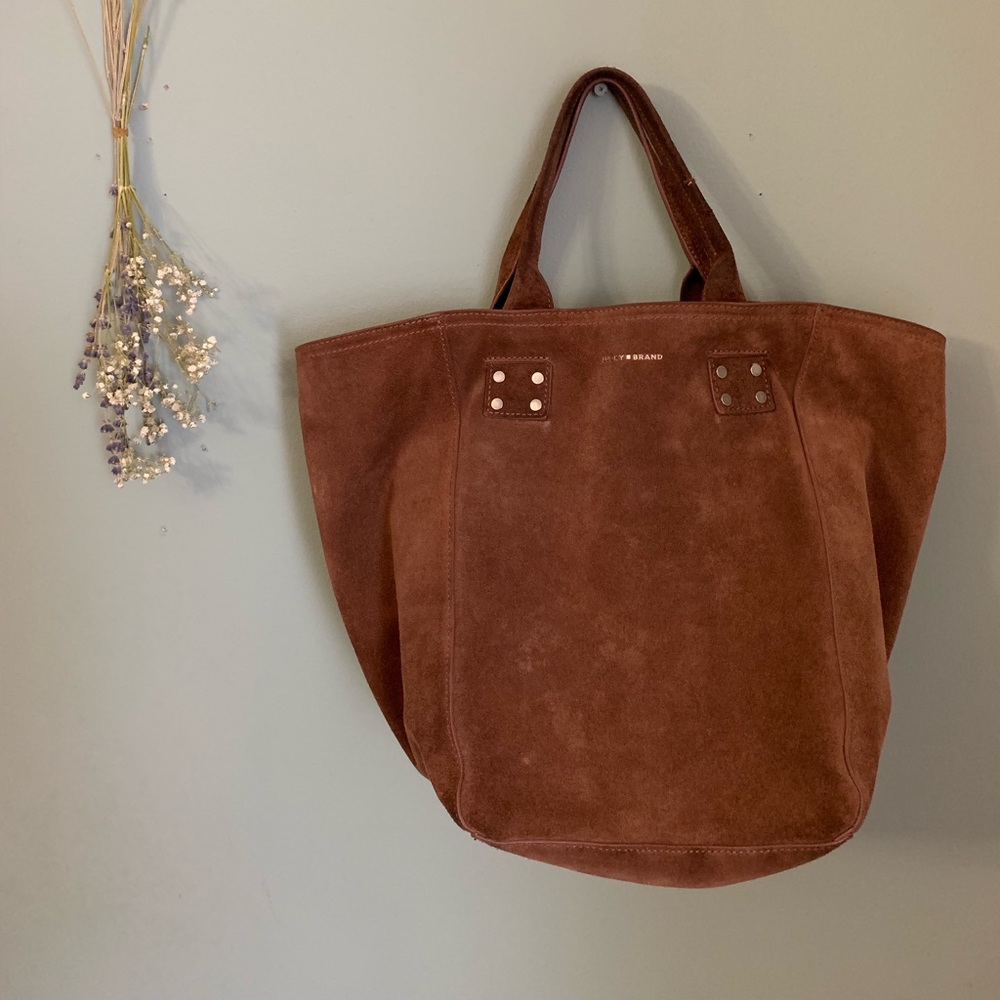 Lucky Brand Brown Suede Leather Wide Tote